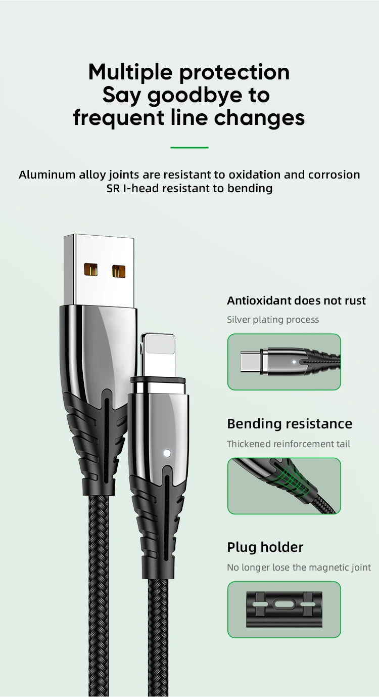 Phone Quick Charge Type C Micro Data Led Usb Charging 3 in 1 Magnetic Cable - ANKUX.COM