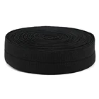 Black White 2 cm 3/4'' Grosgrain Fold Over Binding Elastic