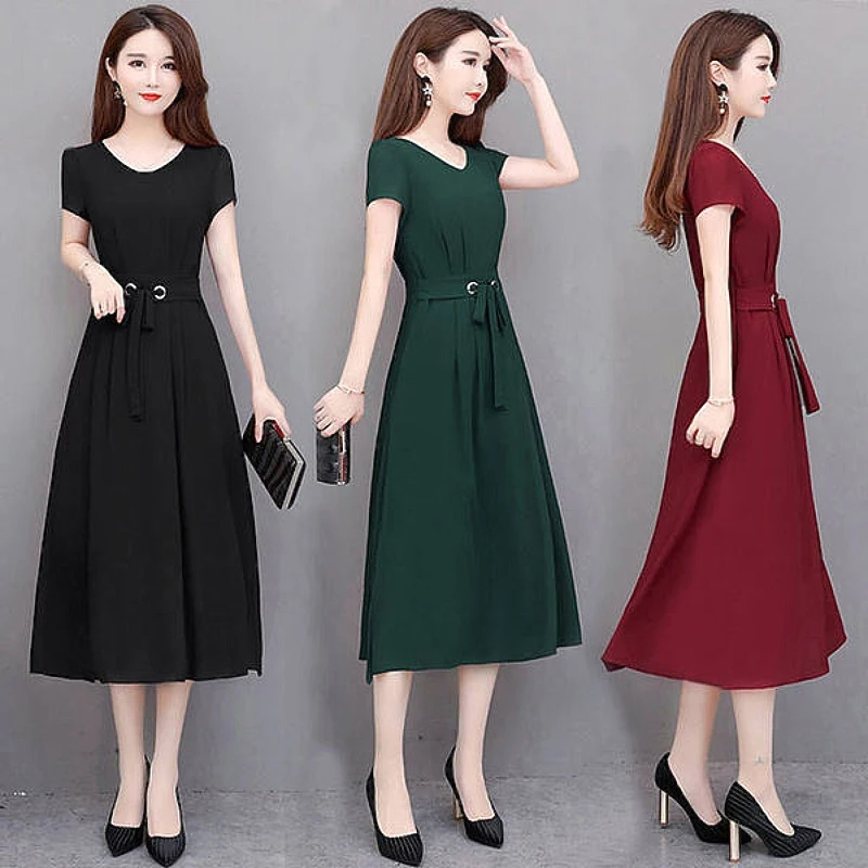 Wholesale Custom New Fashion Women Girls Summer Short sleeve o-neck plus size lace up waist belt slim A line loose long dress
Wholesale Custom New Fashion Women Girls Summer Short sleeve o-neck plus size lace up waist belt slim A line loose long dress