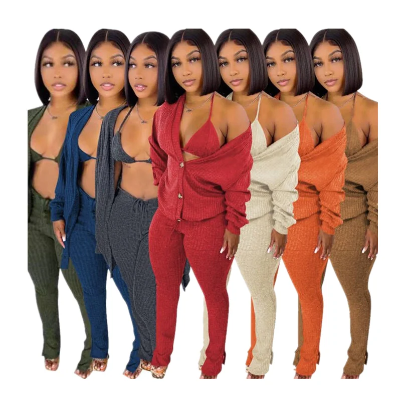New Arrival Fall Winter Casual coat Leggings Outfits Knitted Cardigans Three Piece Women Clothing 3 Piece Pants Set
New Arrival Fall Winter Casual coat Leggings Outfits Knitted Cardigans Three Piece Women Clothing 3 Piece Pants Set