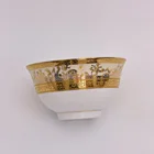 Bohemia style Posuda hand made porcelain tea bowldecal gold trimmed ceramic bowl