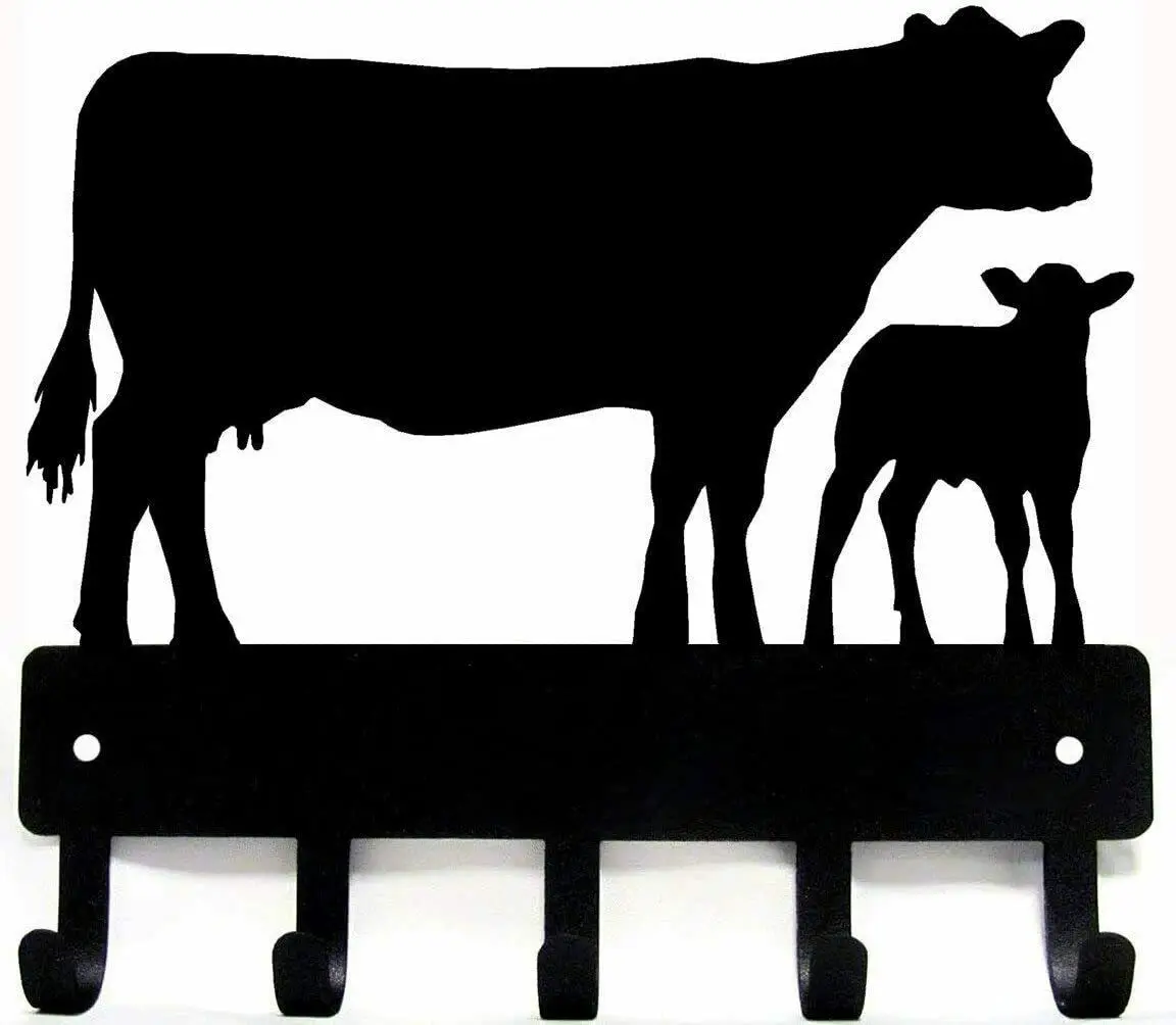 

Yinfa Factory Dropshipping Cow And Calf Cattle Farm Key Rack - Metal Wall Art craft hooks Animal Lovers Black 6 Inch Wide TY2009