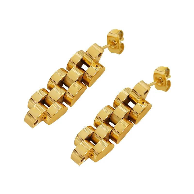 Ins Popular 18k Gold Plated Titanium Steel Band Earring Stainless Steel Belt Chain Earring
Ins Popular 18k Gold Plated Titanium Steel Band Earring Stainless Steel Belt Chain Earring