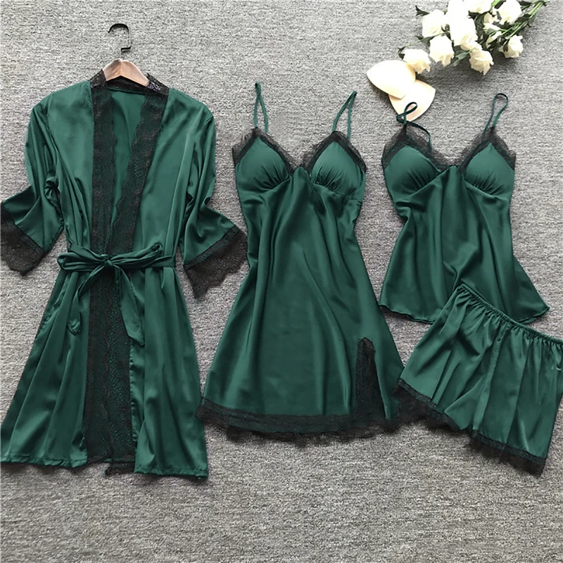 2021 Manufacturers Soft Ladies pajama Sexy Women 4 pieces Pajama Silk Satin Sleepwear Sets Cheap pajama set
2021 Manufacturers Soft Ladies pajama Sexy Women 4 pieces Pajama Silk Satin Sleepwear Sets Cheap pajama set