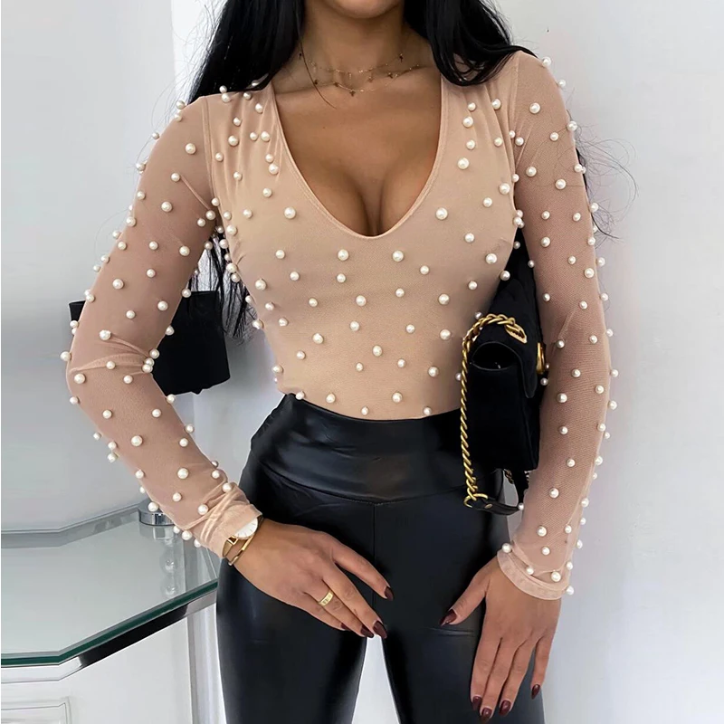 Sexy Beading Mesh See Through Women Blouse Casual Long Sleeve Shirt Tops, Customized color
Sexy Beading Mesh See Through Women Blouse Casual Long Sleeve Shirt Tops, Customized color