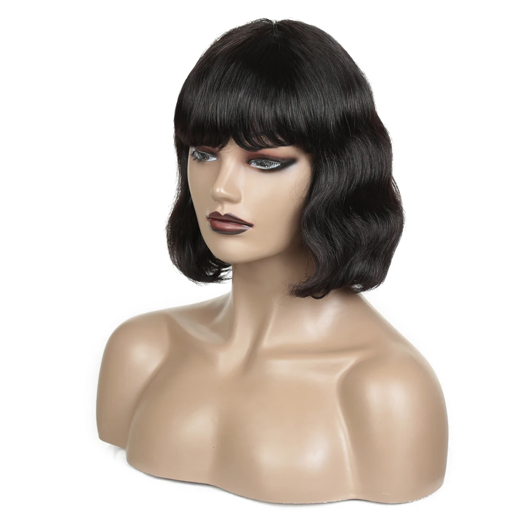 Bob Wig Peruvian Remy Hair Mid-Length Human Hair Wigs For Women Natural Color Full Machine Made Wigs With Bang, Natural black color
Bob Wig Peruvian Remy Hair Mid-Length Human Hair Wigs For Women Natural Color Full Machine Made Wigs With Bang, Natural black color