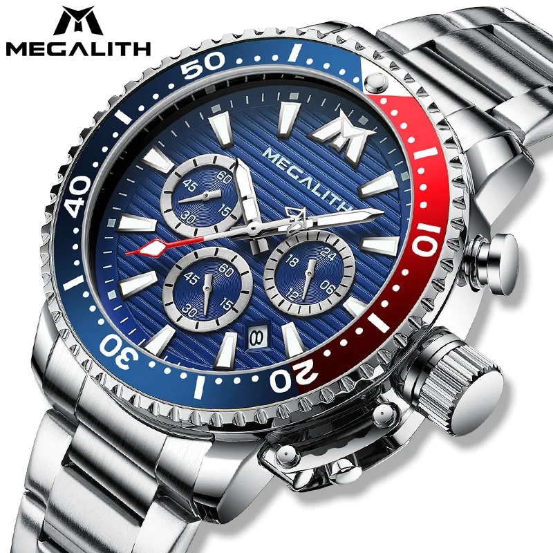 MEGALITH Wrist Watch Men Waterproof Chronograph Military Army Stainless Steel Male Clock Top Brand Luxury Man Sport Watches
MEGALITH Wrist Watch Men Waterproof Chronograph Military Army Stainless Steel Male Clock Top Brand Luxury Man Sport Watches