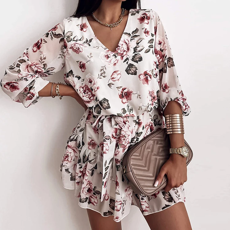 2022 NEW fashion floral Printed V-Neck Ruffle Mini Dress Spaghetti Strap Women Casual Long Sleeve Dress Elegant Party Vestidos
2022 NEW fashion floral Printed V-Neck Ruffle Mini Dress Spaghetti Strap Women Casual Long Sleeve Dress Elegant Party Vestidos