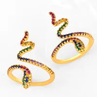 

Barlaycs Fashion Charm Adjustable Gold Brass Copper Crystal Zirconia Snake Finger Ring Jewelry Women Girl Valentine Gift