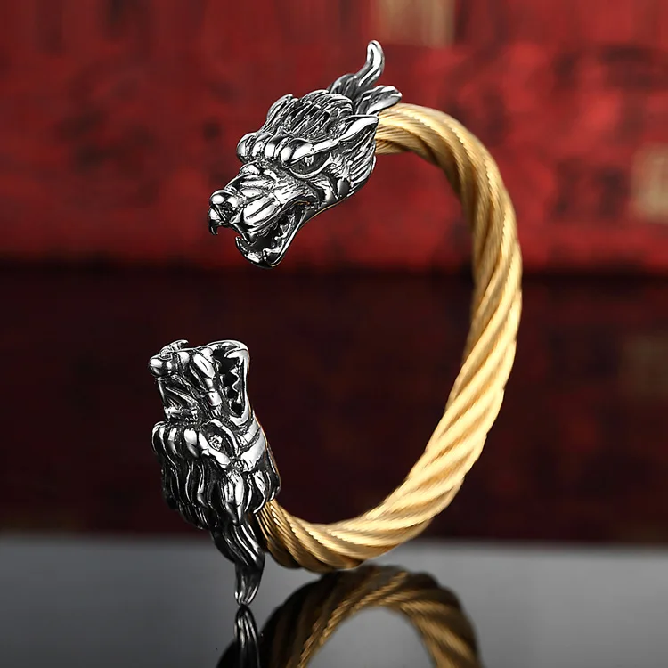 New products steampunk style stainless steel expandable dragon bangle bracelet for men, Silver
New products steampunk style stainless steel expandable dragon bangle bracelet for men, Silver