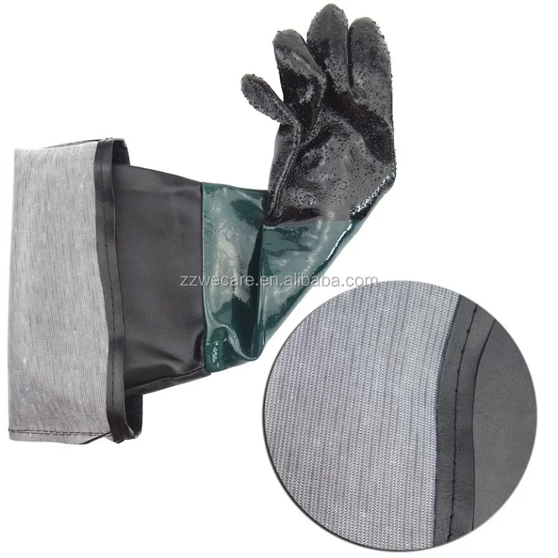 Heavy Duty Work 60 cm Length Soft PVC Vinyl Sandblaster Sand Blast Cabinet Safety Work Gloves for Sandblasting Machine