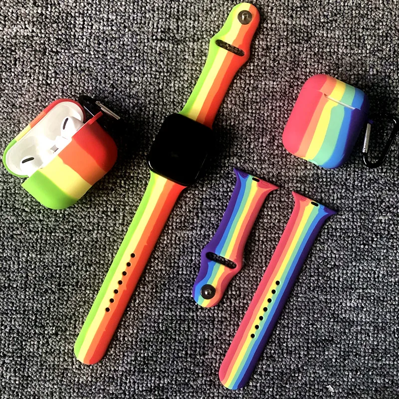 new Rainbow design Case for Airpods pro + wathc bands suit silicone material Airpod cases series6 5 4 3 Watch strap
new Rainbow design Case for Airpods pro + wathc bands suit silicone material Airpod cases series6 5 4 3 Watch strap