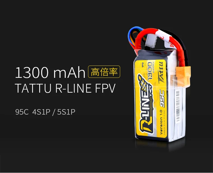 Tattu R Line 4s 1300mah 95c 14 8v 18 5v 100c 15 2v Lipo Battery Xt60