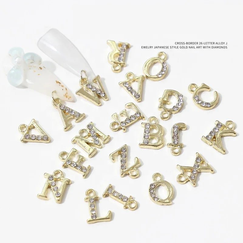 Paso Sico 26 English Letter Alloy Nail Art Ornaments Gold Pendant Dangle Charms with Diamond Shining 3D Design
Paso Sico 26 English Letter Alloy Nail Art Ornaments Gold Pendant Dangle Charms with Diamond Shining 3D Design