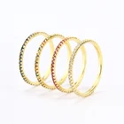 925 Sterling Silver Gold Plated Stackable Micro Pave CZ Rainbow Eternity Band Ring