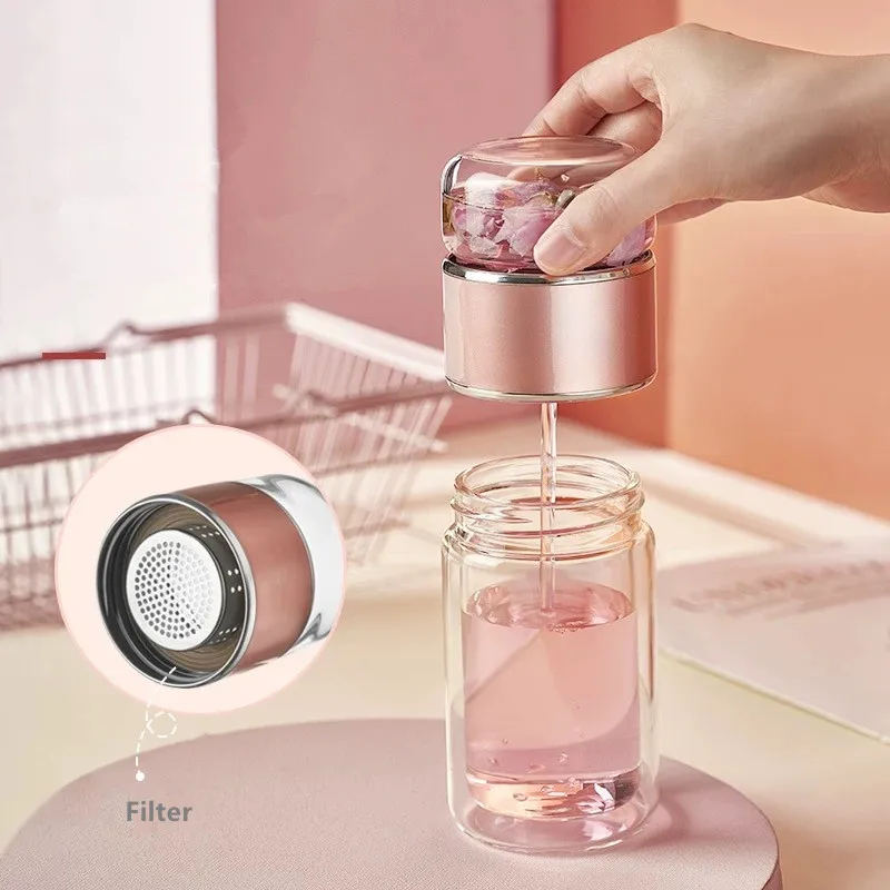 Double Wall Glass Water Bottle Tea and Water Separation Tea Bottle Mug Cup with Tea Infuser
Double Wall Glass Water Bottle Tea and Water Separation Tea Bottle Mug Cup with Tea Infuser