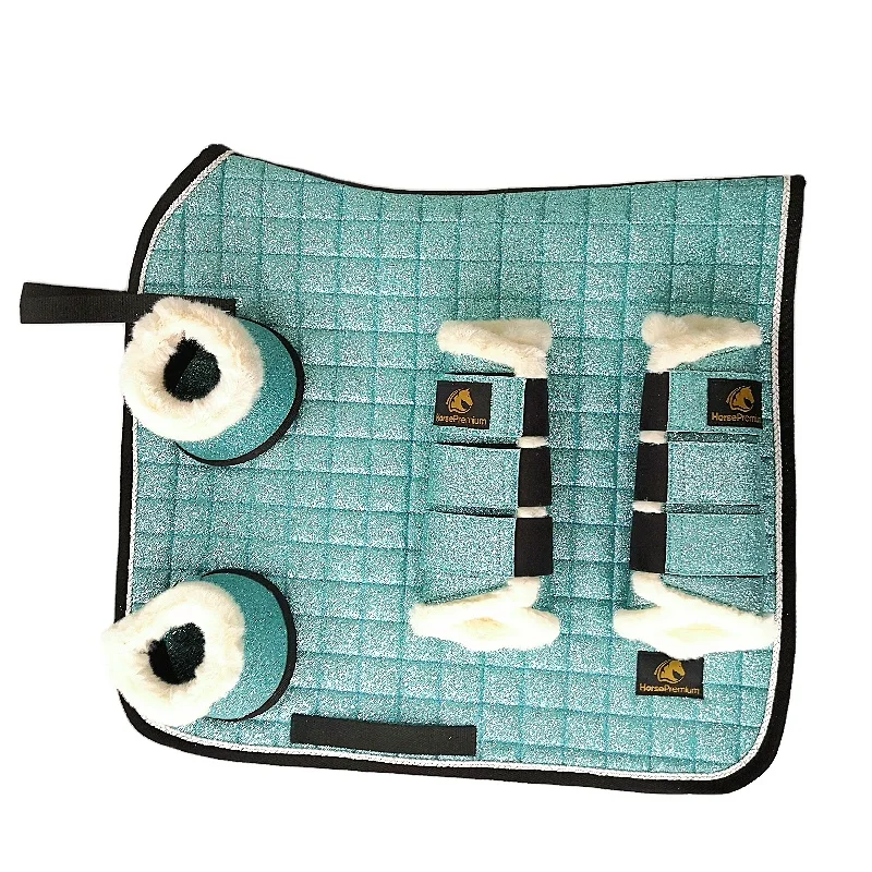 High End Fabric Glitter Saddle Pad Set for Equestrian Equipment, Blue/green/black/brown/rainbow
High End Fabric Glitter Saddle Pad Set for Equestrian Equipment, Blue/green/black/brown/rainbow