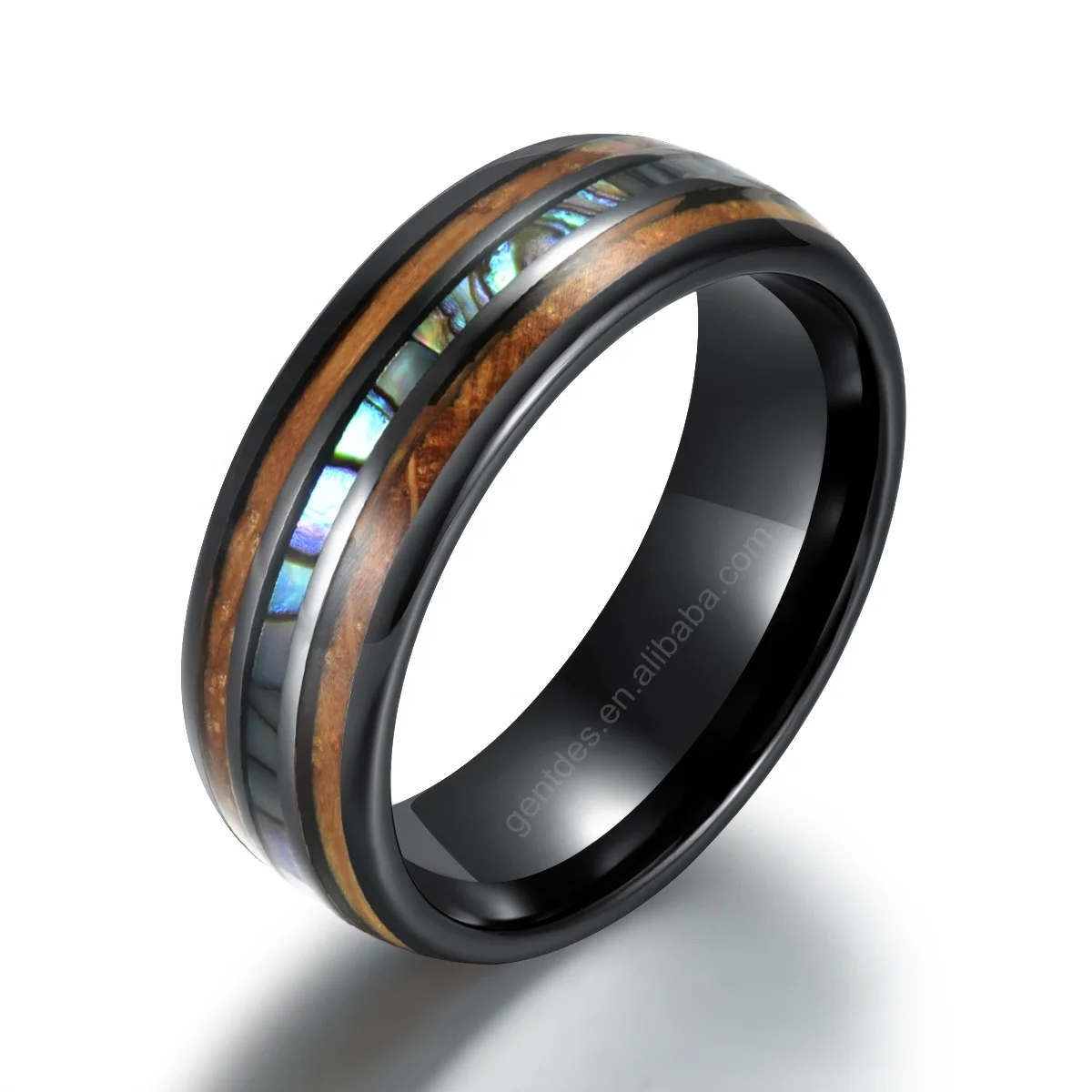 8mm New Arrive Jewelry Ceramic Black Men Gifts Whiskey Burl Wood Abalone Shell Inlay Wedding Jewelry Men Stock Rings, Black color
8mm New Arrive Jewelry Ceramic Black Men Gifts Whiskey Burl Wood Abalone Shell Inlay Wedding Jewelry Men Stock Rings, Black color