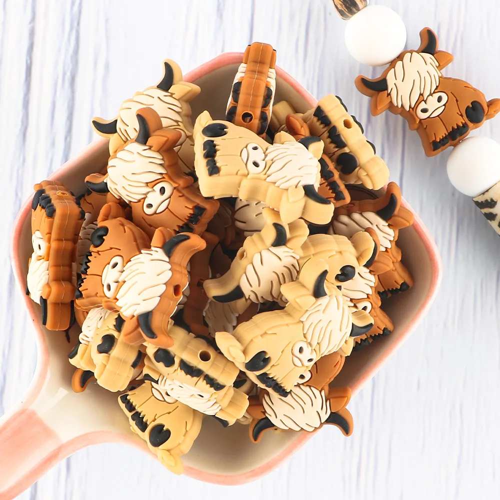Food grade Bpa free Rodent Chewable Highland Cow Silicone Charms Focal Beads for Pens Bracelet Necklace Keychain Making Baby toy
Food grade Bpa free Rodent Chewable Highland Cow Silicone Charms Focal Beads for Pens Bracelet Necklace Keychain Making Baby toy