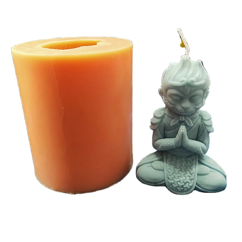 

DIY epoxy resin mythical figure monkey shape buddha candle silicone molds, Random