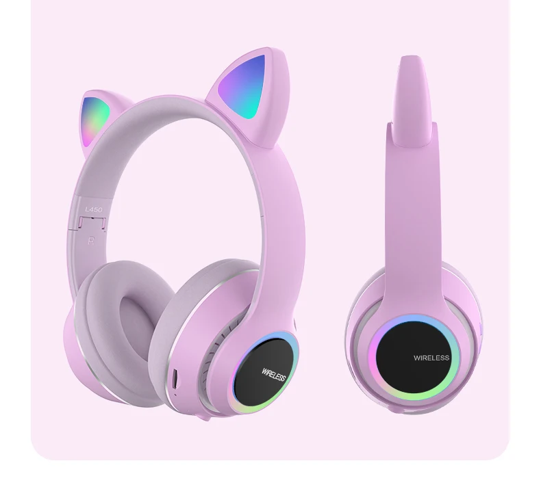 Hot Sale Cute LED Cat Ear Light Up Sports Foldable Bluetooth Wireless Noise Cancelling Headphones for Girls
Hot Sale Cute LED Cat Ear Light Up Sports Foldable Bluetooth Wireless Noise Cancelling Headphones for Girls