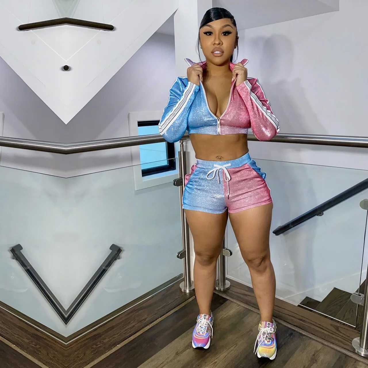 DLL Newest Design summer womens 2 piece outfit patchwork short two piece set women clothing, As picture or customized make
DLL Newest Design summer womens 2 piece outfit patchwork short two piece set women clothing, As picture or customized make