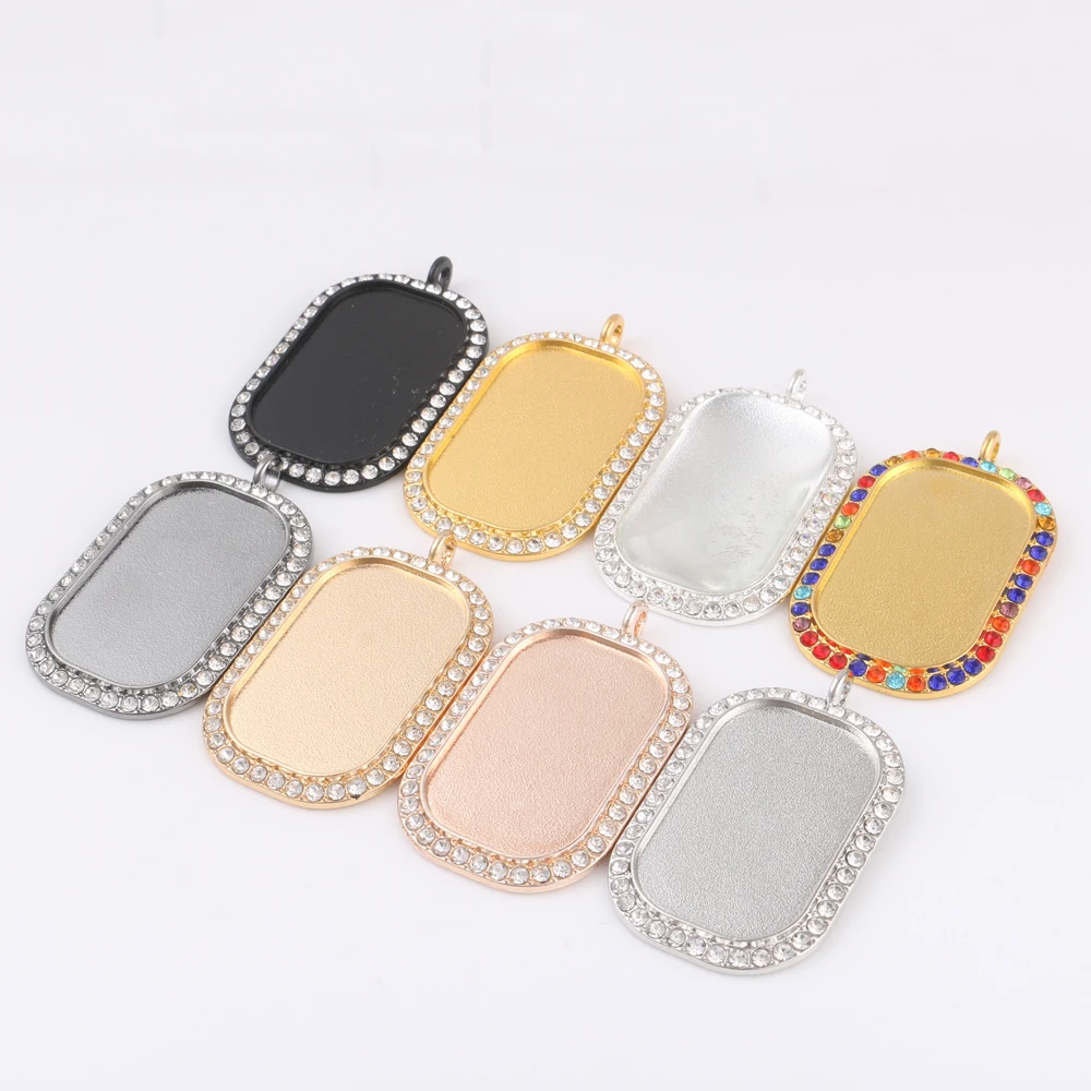 50PCS per bag 24*38mm Pendant Base with diamond rectangle Rhinestone blank Bezel Necklace Pendant Tray for necklace
50PCS per bag 24*38mm Pendant Base with diamond rectangle Rhinestone blank Bezel Necklace Pendant Tray for necklace