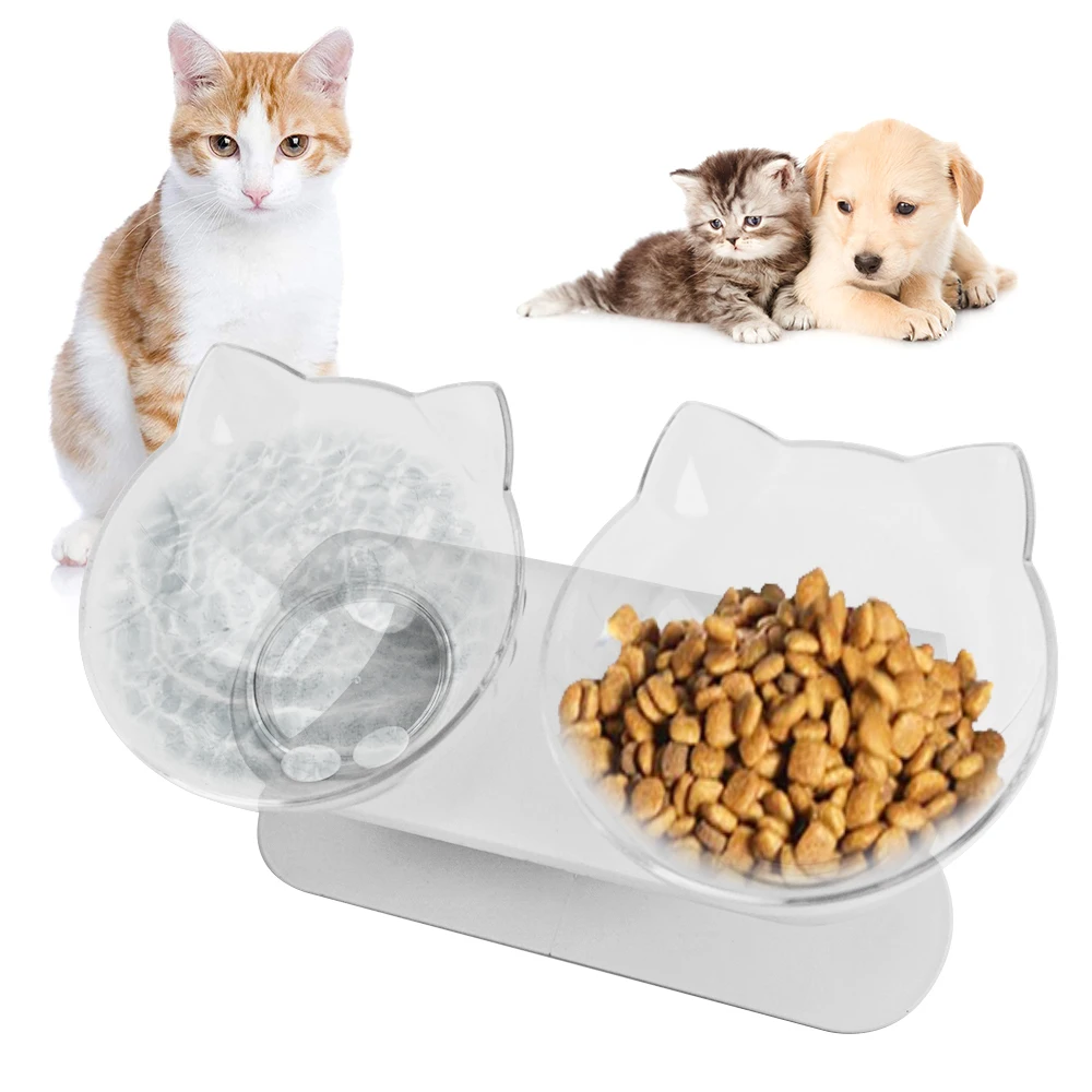 Double Cat Dog Bowls Non slip Cat Dishes Tilted Pet Food Water Bowl with Stand, Transparent
Double Cat Dog Bowls Non slip Cat Dishes Tilted Pet Food Water Bowl with Stand, Transparent