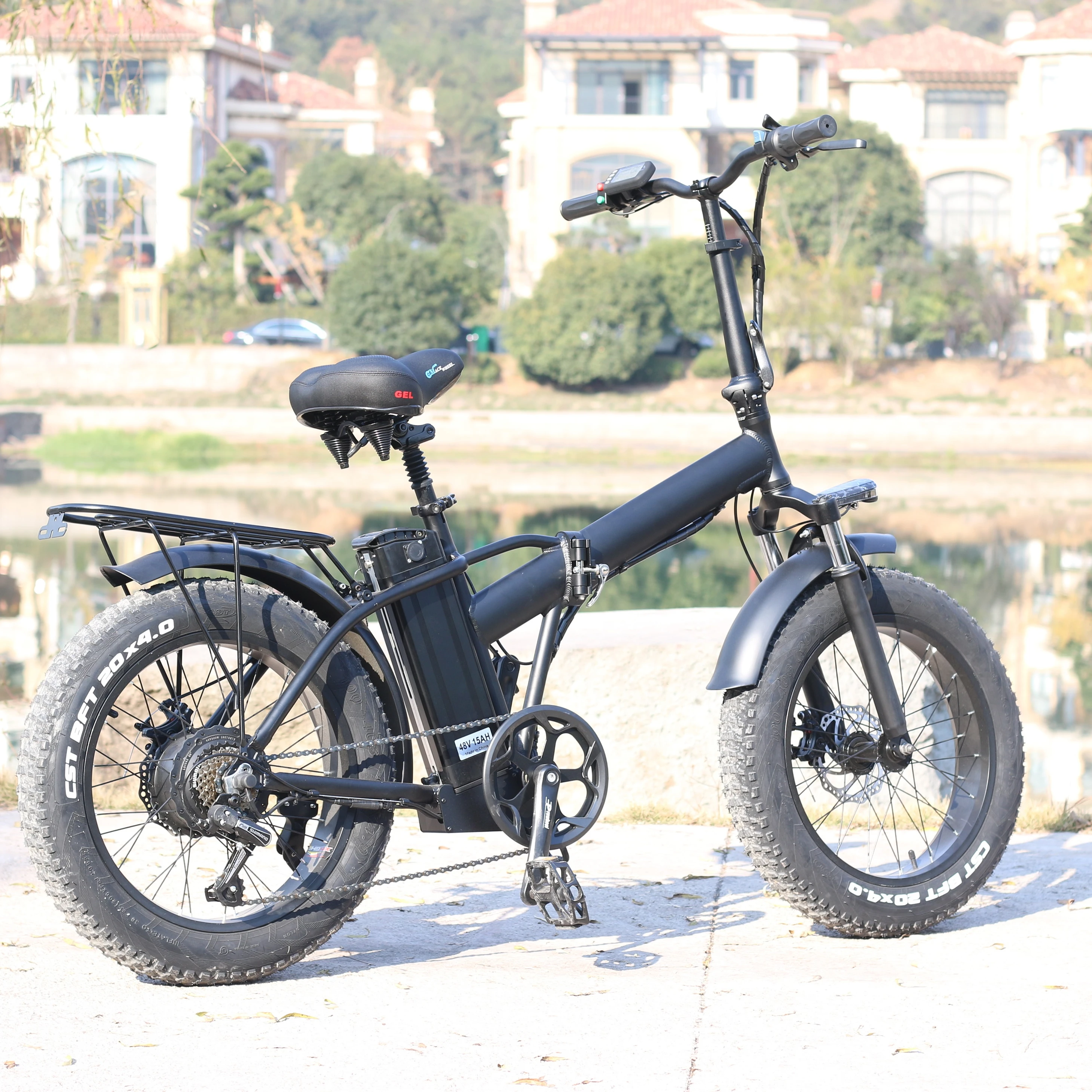 Chinese wholesale folding fat tire electric bicycle 20 inch with front basket, Black
Chinese wholesale folding fat tire electric bicycle 20 inch with front basket, Black
