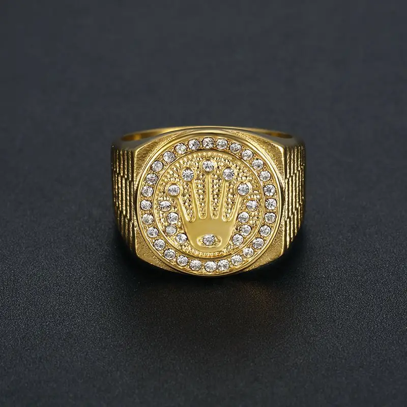 Hiphop Vintage Gold Plated New Stainless Steel Inlaid Zircon Crown Three-bead Ring Titanium Steel Men's Ring
Hiphop Vintage Gold Plated New Stainless Steel Inlaid Zircon Crown Three-bead Ring Titanium Steel Men's Ring