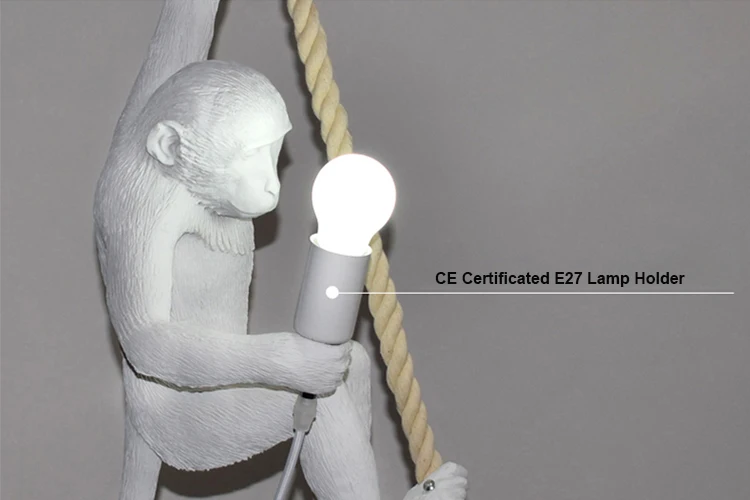 Factory price gold white black animal hanging resin chandelier pendant light led monkey lamp for children kids room