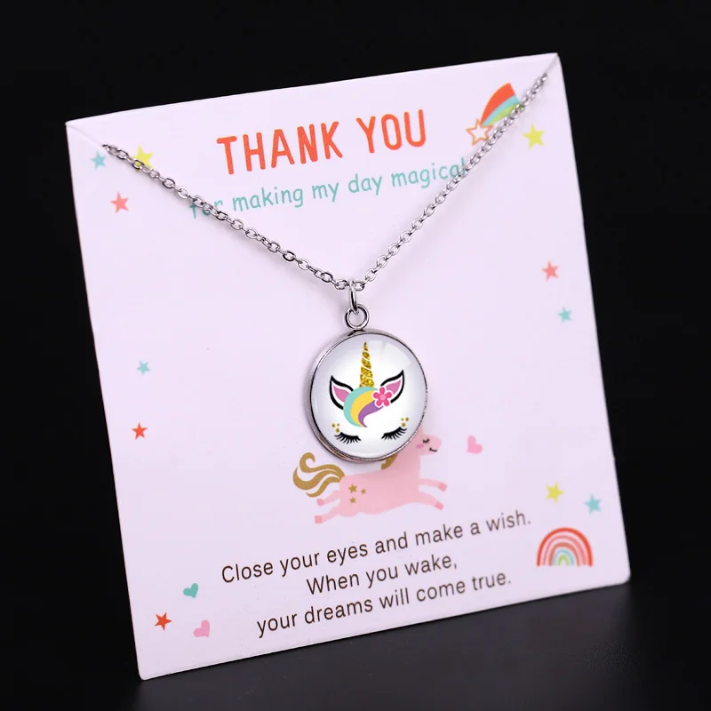 Gift for Her Wedding Bridesmaid Gift Stainless Steel Base Glass Cabochon Statement Jewelry Unicorn Pendant Necklaces for Women
Gift for Her Wedding Bridesmaid Gift Stainless Steel Base Glass Cabochon Statement Jewelry Unicorn Pendant Necklaces for Women