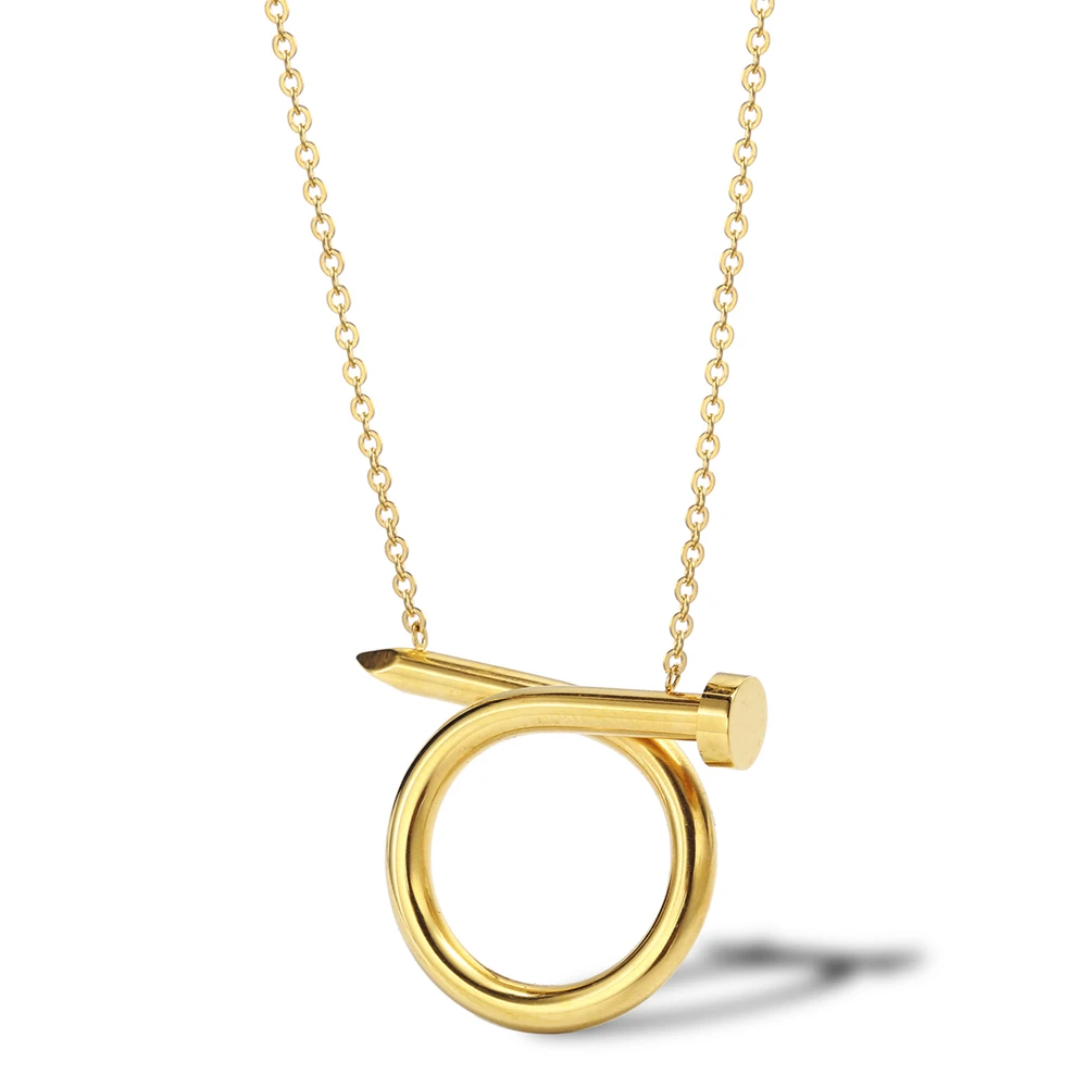 Creative Personality Stainless Steel Jewelry 18K Gold Plated Pendant Twisted Round Nail Pendant Necklace, Gold,silver
Creative Personality Stainless Steel Jewelry 18K Gold Plated Pendant Twisted Round Nail Pendant Necklace, Gold,silver