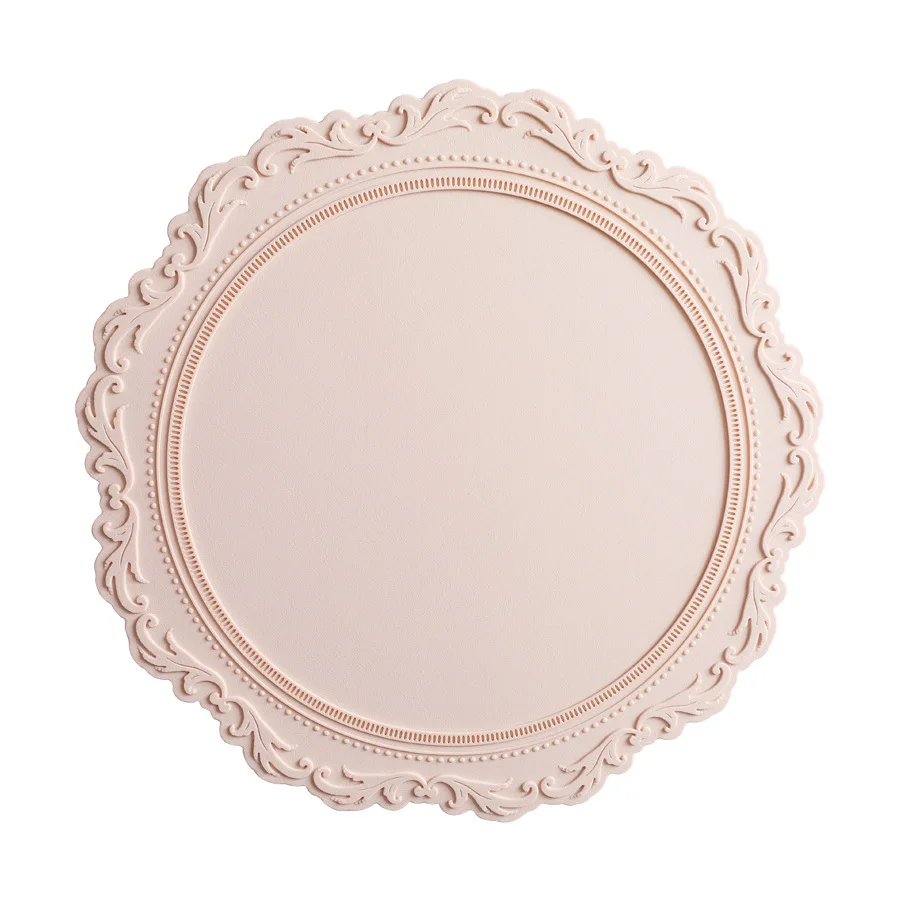 European style carved silicone large placemat, Mist pink, light blue 
European style carved silicone large placemat, Mist pink, light blue