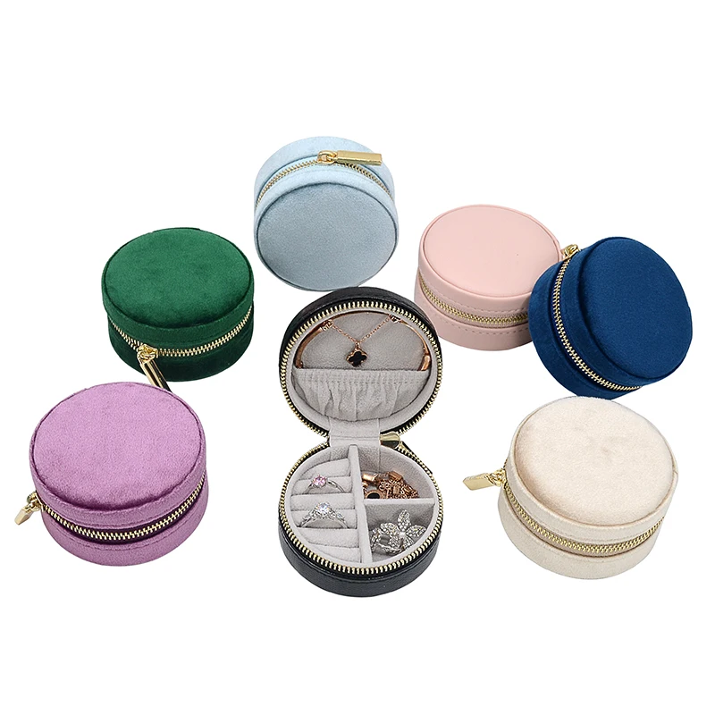 Custom Logo Velvet Round Earring Jewellery Box Cute zipper Small Leather Travel Jewelry Gift Case, Pink/black/rose red/beige
Custom Logo Velvet Round Earring Jewellery Box Cute zipper Small Leather Travel Jewelry Gift Case, Pink/black/rose red/beige