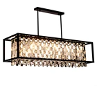 Decorative lighting black iron rectangular pendant light restaurant crystal chandeliers