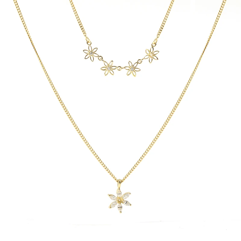 Trendy petal jewelry 925 sterling silver gold plated double layer chain flower necklace for women
Trendy petal jewelry 925 sterling silver gold plated double layer chain flower necklace for women
