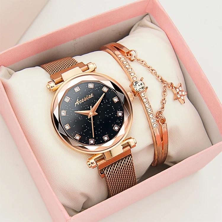 2021 New Fashion Ladies Wrist Watches for Women Rose Gold Magnet Starry Sky Diamond Quartz Watch Clock Ladies Watch Reloj Mujer\
2021 New Fashion Ladies Wrist Watches for Women Rose Gold Magnet Starry Sky Diamond Quartz Watch Clock Ladies Watch Reloj Mujer\