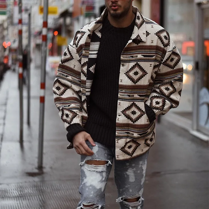 Men's Coat Autumn 2021 Printed Geometric Pattern Jacket Men's Lapel Breasted Jacket Plus Size Mens Jackets
Men's Coat Autumn 2021 Printed Geometric Pattern Jacket Men's Lapel Breasted Jacket Plus Size Mens Jackets