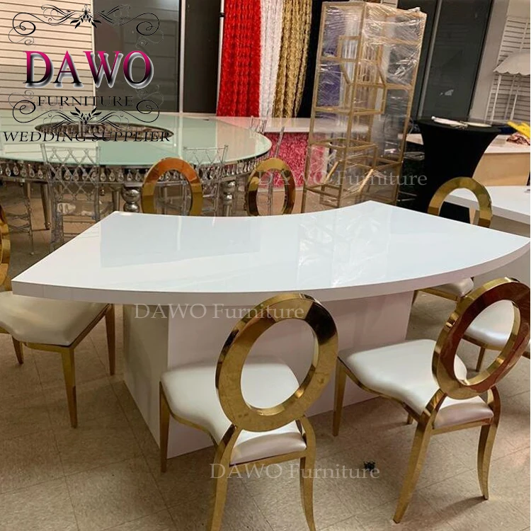 MDF top metal base manufacture half round tables for events