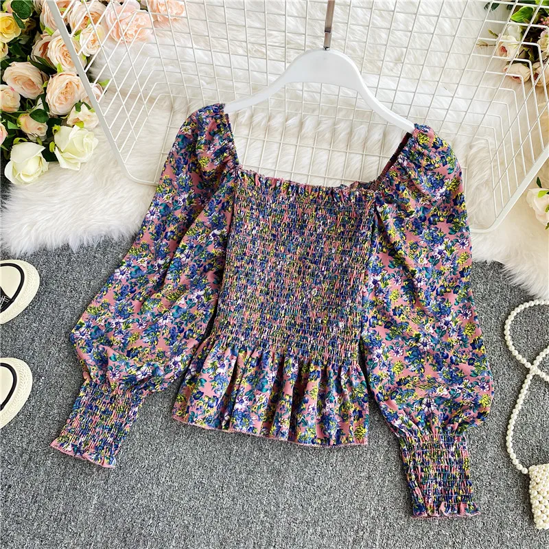Spring Women's Vintage French Style Floral Blouse Long Puff Sleeve Square Collar High Waist Slim Cropped Ruffle Tops, Blue/yellow/red
Spring Women's Vintage French Style Floral Blouse Long Puff Sleeve Square Collar High Waist Slim Cropped Ruffle Tops, Blue/yellow/red