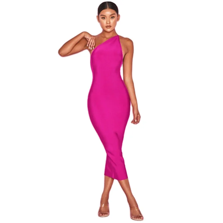 Women Pink Sleeveless Sexy One Shoulder Halter Dropship Dresses Elegant Women Bodycon Maxi Bandage Dresses, Customized color
Women Pink Sleeveless Sexy One Shoulder Halter Dropship Dresses Elegant Women Bodycon Maxi Bandage Dresses, Customized color