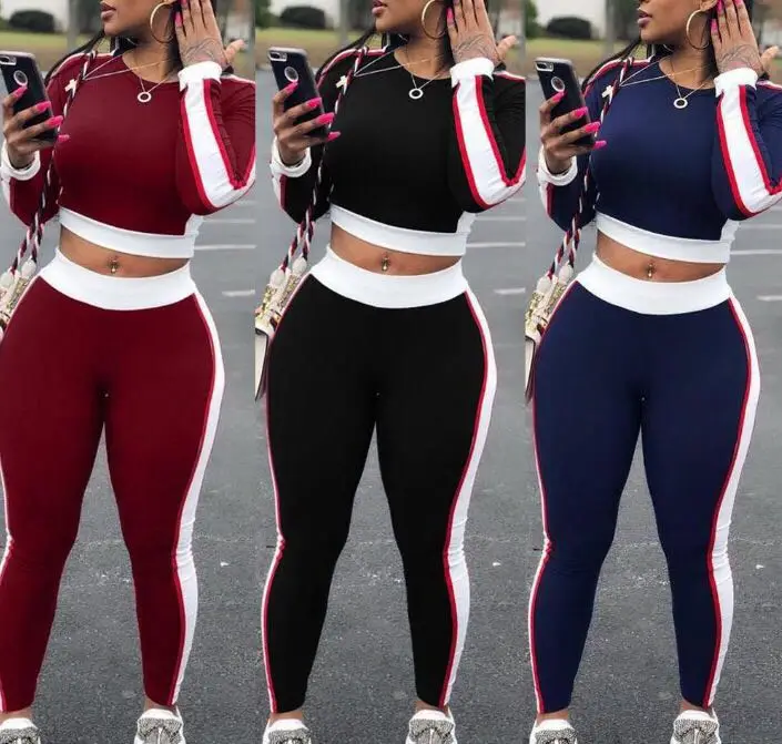 hot selling new design long sleeve crop top with High elastic pants solid color striated two piece set for casual sport wear, 3 color as picture
hot selling new design long sleeve crop top with High elastic pants solid color striated two piece set for casual sport wear, 3 color as picture