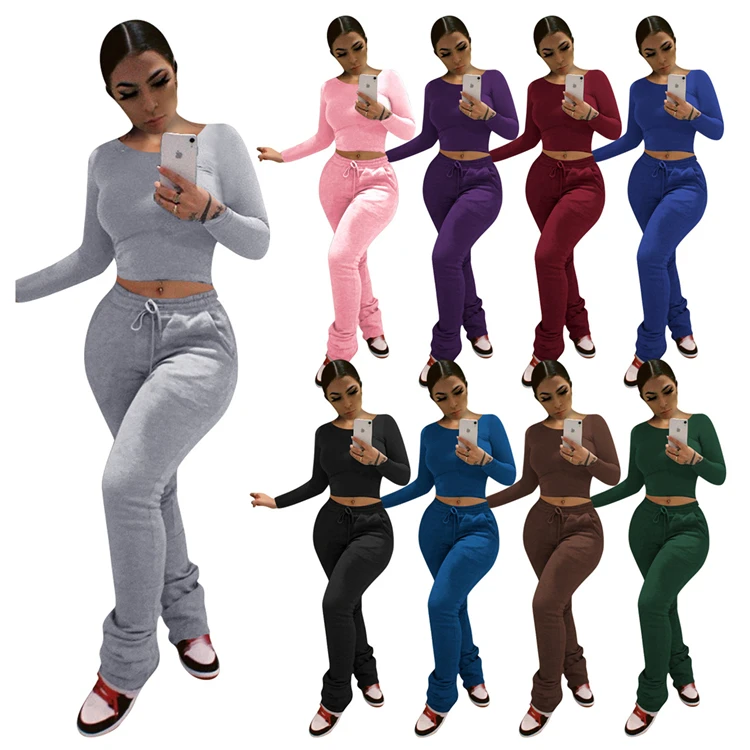 Wholesale Solid Casual Short Crop Top Winter Two Piece Set Women Clothing 2020 Stack Pants Set Women 2 Piece Outfit Jogging Set
Wholesale Solid Casual Short Crop Top Winter Two Piece Set Women Clothing 2020 Stack Pants Set Women 2 Piece Outfit Jogging Set