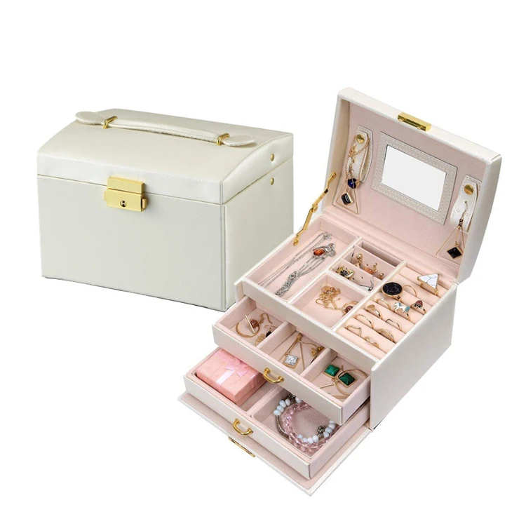 Large Jewelry box 3 Layer Portable Multi-function Beauty Travel Leather earrings ring watch Storage luxury Jewelry Box, Customized color
Large Jewelry box 3 Layer Portable Multi-function Beauty Travel Leather earrings ring watch Storage luxury Jewelry Box, Customized color