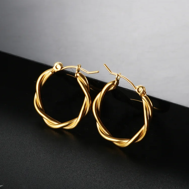 Korean Hip Hop Twist Circle Geometric Punk Gold Plated Jewelry Stainless Steel Women Accessories Twisted Hoop Earrings, Gold/silver/rose gold
Korean Hip Hop Twist Circle Geometric Punk Gold Plated Jewelry Stainless Steel Women Accessories Twisted Hoop Earrings, Gold/silver/rose gold
