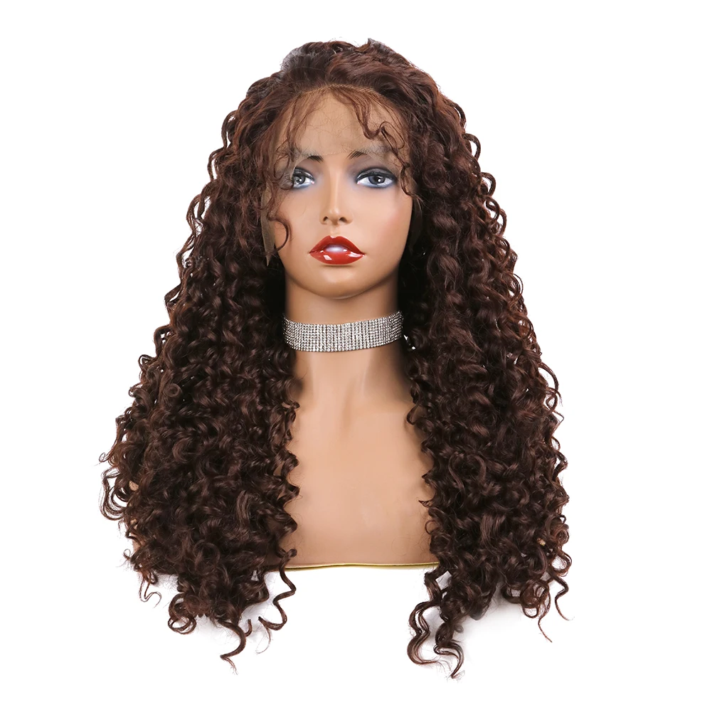 Dark Brown Colorful Lace Wig Synthetic Curly Hair Lace Front High Quality with Baby Hair Christmas Party Wig
Dark Brown Colorful Lace Wig Synthetic Curly Hair Lace Front High Quality with Baby Hair Christmas Party Wig