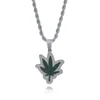 2019 Fashion Hip Hop Bling Jewelry Iced Out Brass Micro Pave with CZ Cannabis Marijuana Weed Leaf Pendant Necklace Ready To Ship