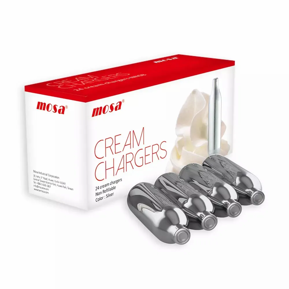 

Strawberry flavor mosa Whip Cream Chargers nitrous oxide 8g, Silver