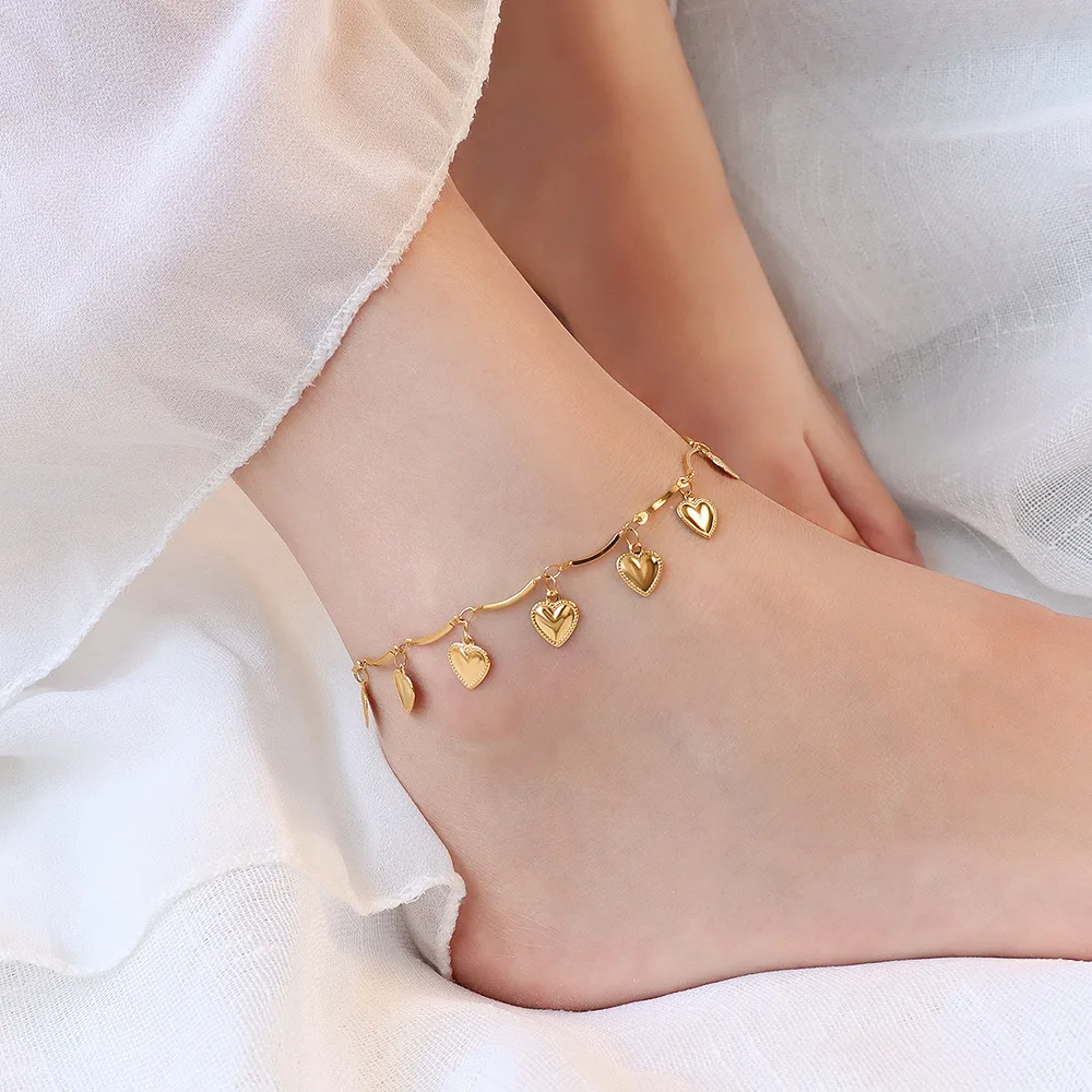 Fashion 18K Gold Plated Heart Link Chain Ankle Bracelet No Fade Stainless Steel Multi Love Hearts Trendy Anklet Beach Jewelry
Fashion 18K Gold Plated Heart Link Chain Ankle Bracelet No Fade Stainless Steel Multi Love Hearts Trendy Anklet Beach Jewelry